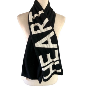 Crewcuts Black "HEART" Scarf Wool Blend white graphic 57"x9" new with tags 🎁